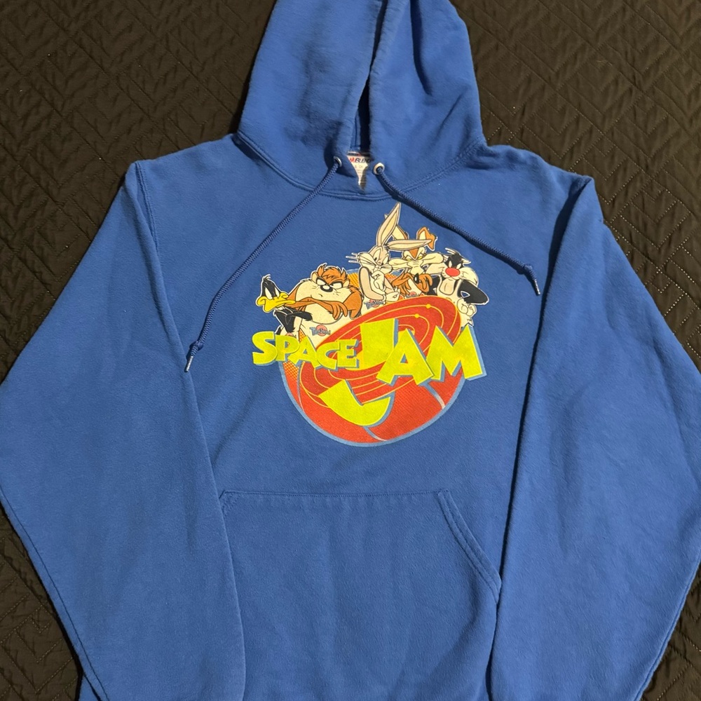 Vintage Space Jam hoodie sz Small 19.5x25 Loony Tunes Taz Bugs Bunny
